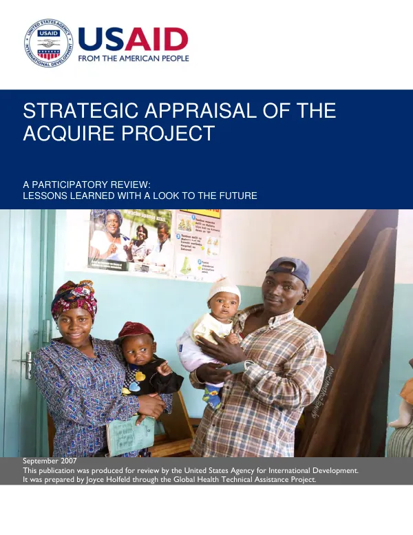 Strategic appraisal of the ACQUIRE project : a participatory review -- lessons learned with a look to the future