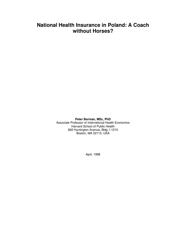 National health insurance in Poland : a coach without horses?