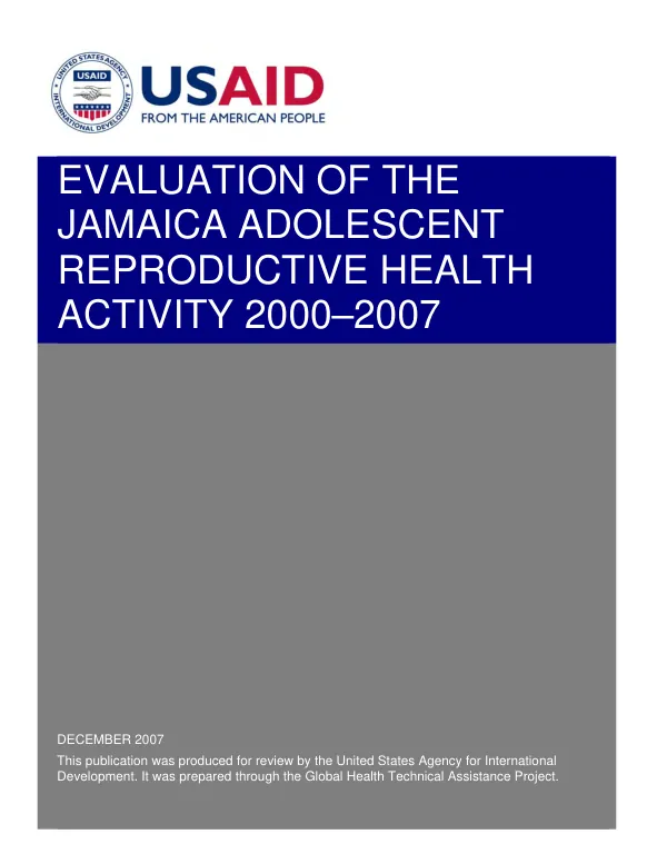 Evaluation of the Jamaica adolescent reproductive health activity 2000-2007