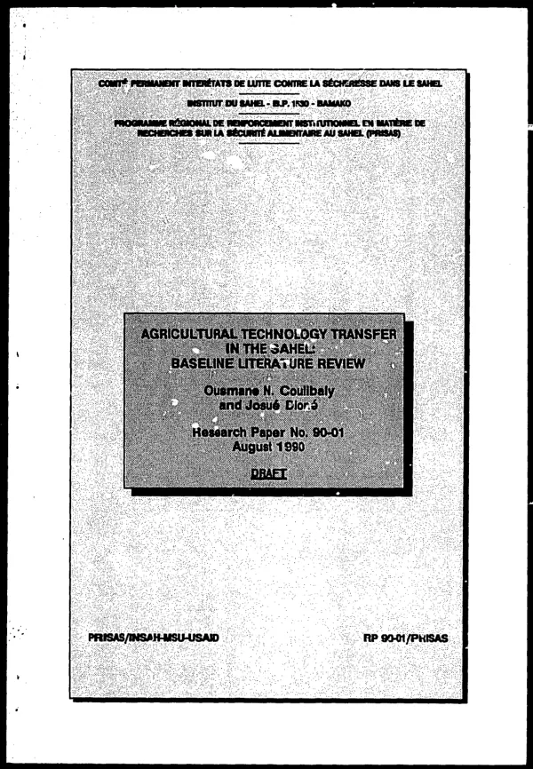 Agricultural technology transfer in the Sahel : a baseline literature review
