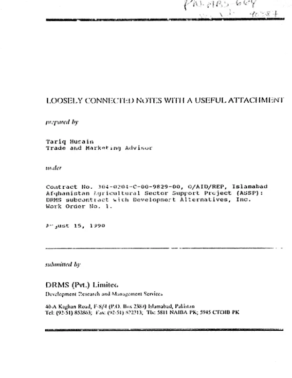 Loosely connected notes with a useful attachment [of the Trade and Marketing Advisor]