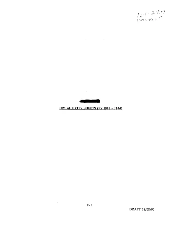 IRM [Information Resources Management] activity sheets (FY 1991-1996)