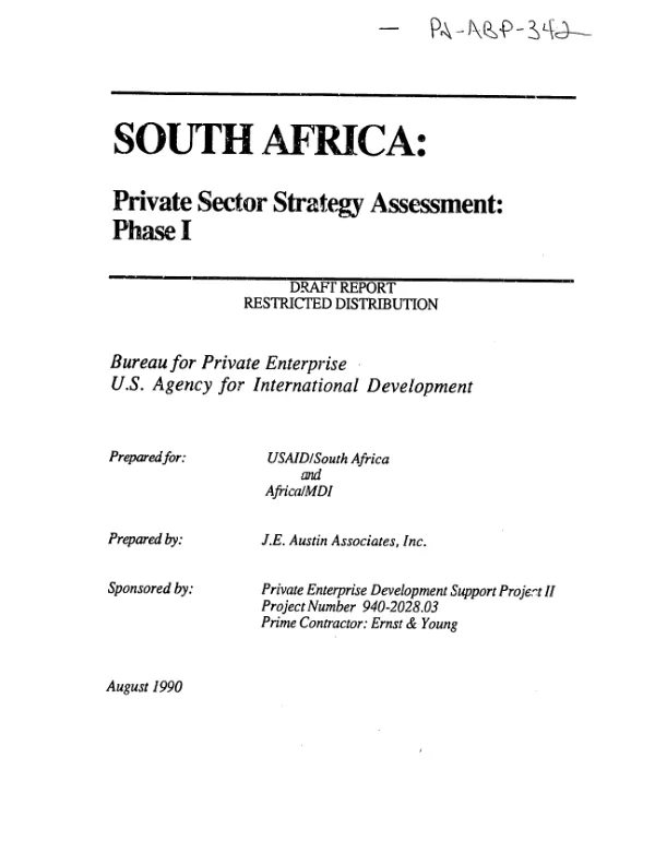 South Africa : private sector strategy assessment -- phase I