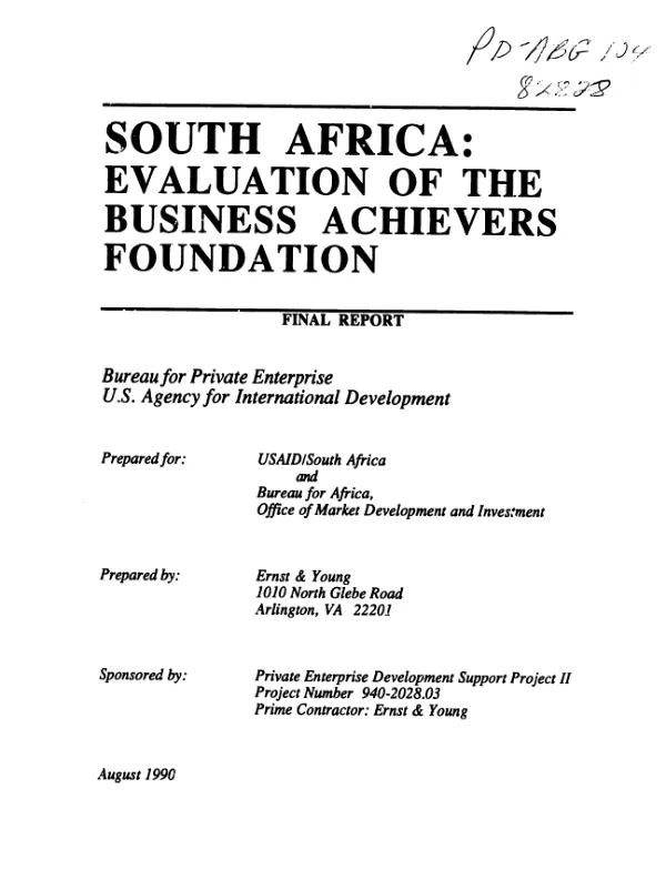 South Africa : evaluation of the Business Achievers Foundation