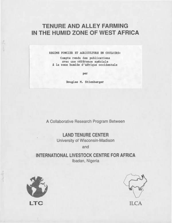 Regime foncier et agriculture en couloirs : compte rendu des publications avec une reference speciale a la zone humide d"Afrique occidentale