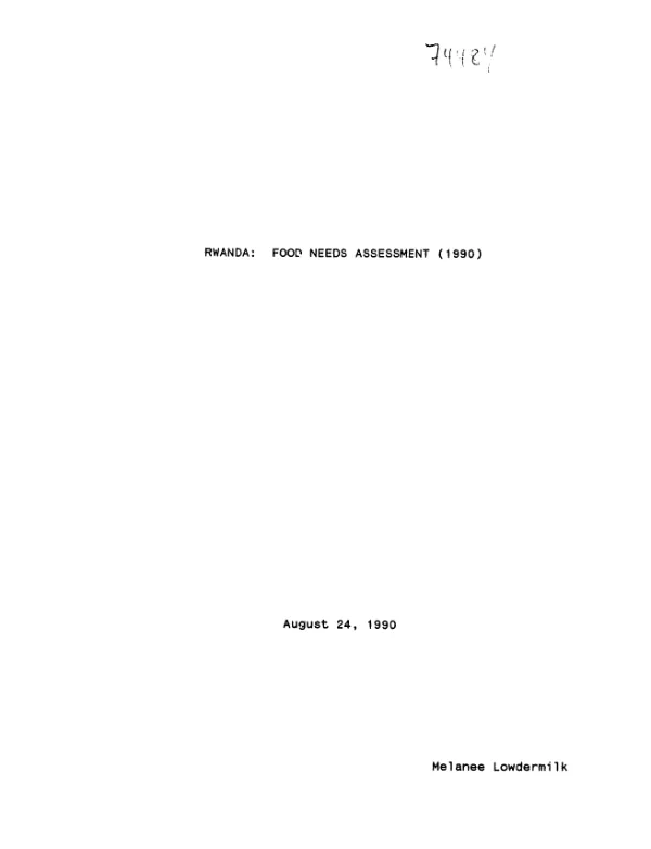 Rwanda : food needs assessment (1990)