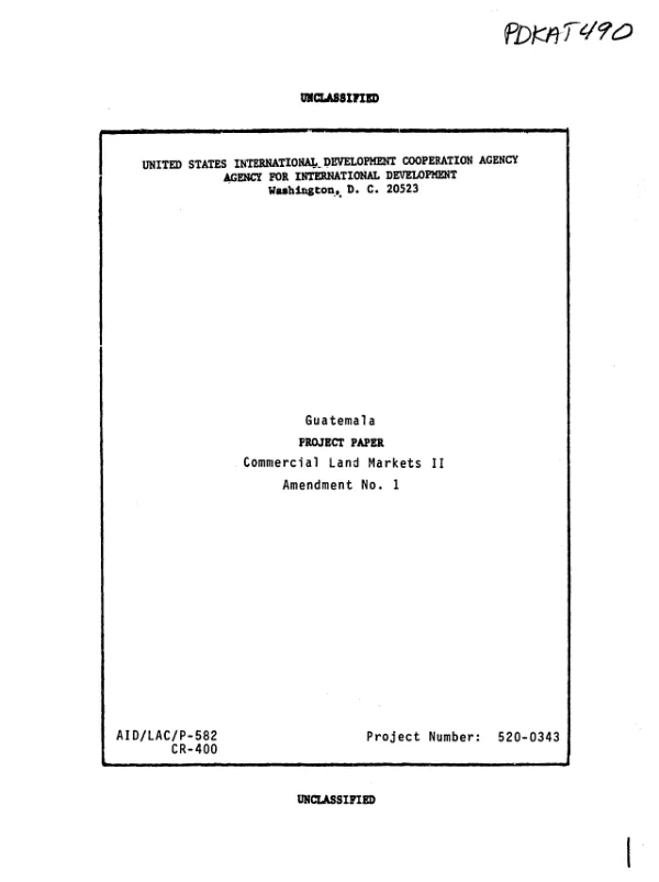 Commercial land markets II : amendment no. 1