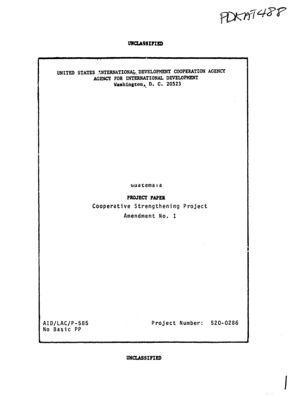 Cooperative strengthening project : amendment no. 1
