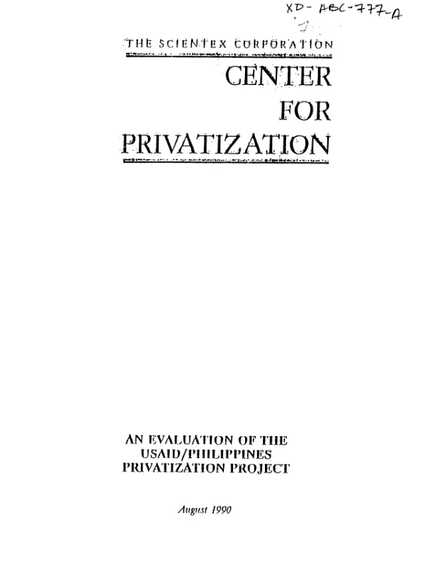 Evaluation of the USAID/Philippines privatization project, project no. 492-0428