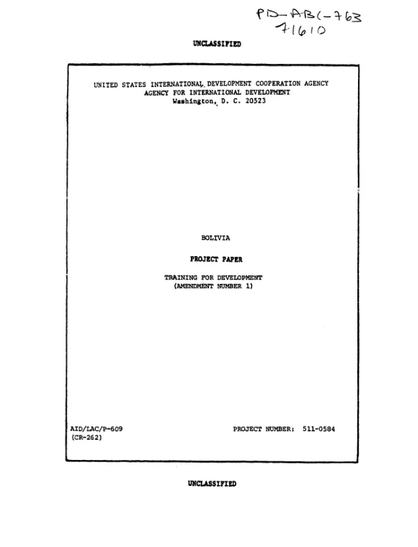 Training for development : amendment no. 1