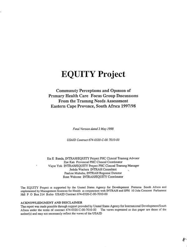 Final report : `can family planning programs serve the reproductive health needs of special groups of high risk women?"