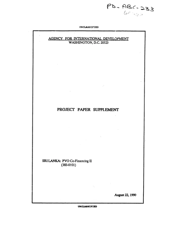 PVO co-financing II : amendment no. 1 [i.e. 2]