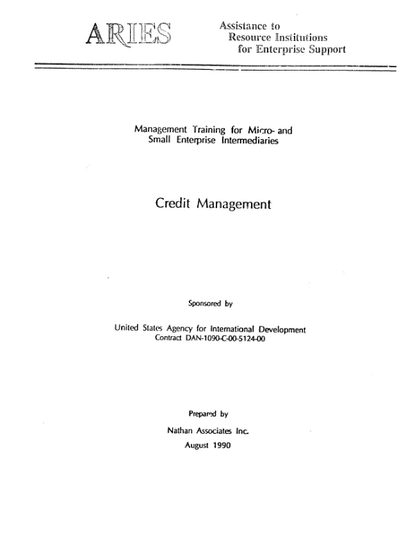 Management training for micro- and small enterprise intermediaries : credit management