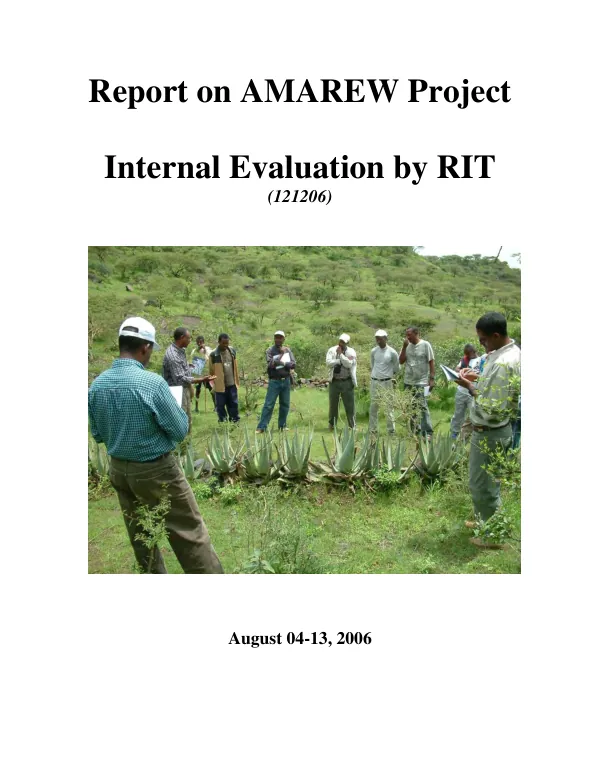 Report on AMAREW project : internal evaluation by RIT (121206), August 04-13, 2006