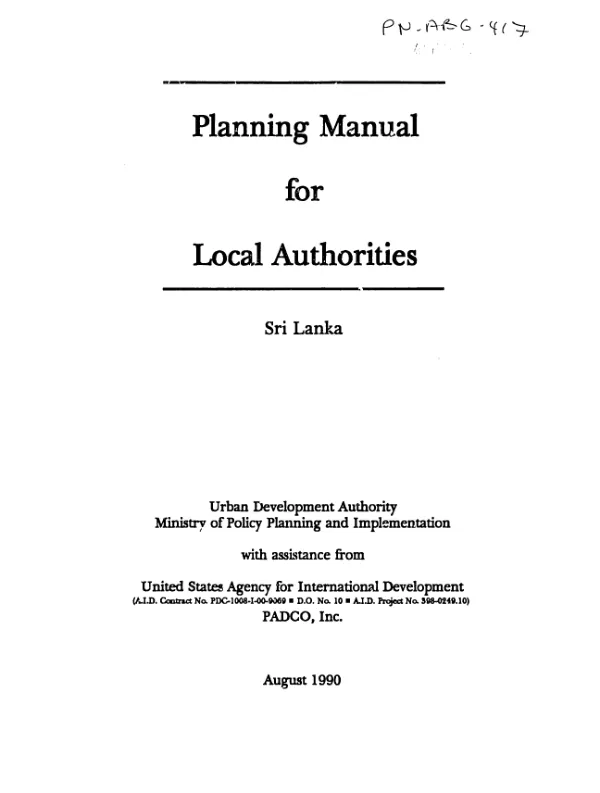 Planning manual for local authorities : Sri Lanka