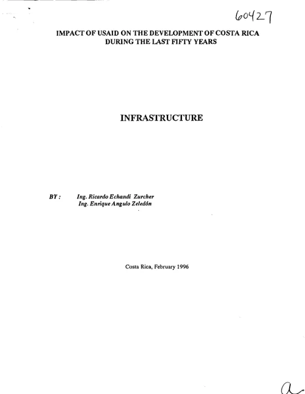 Impact of USAID on Costa Rica development during the last fifty years : infrastructure