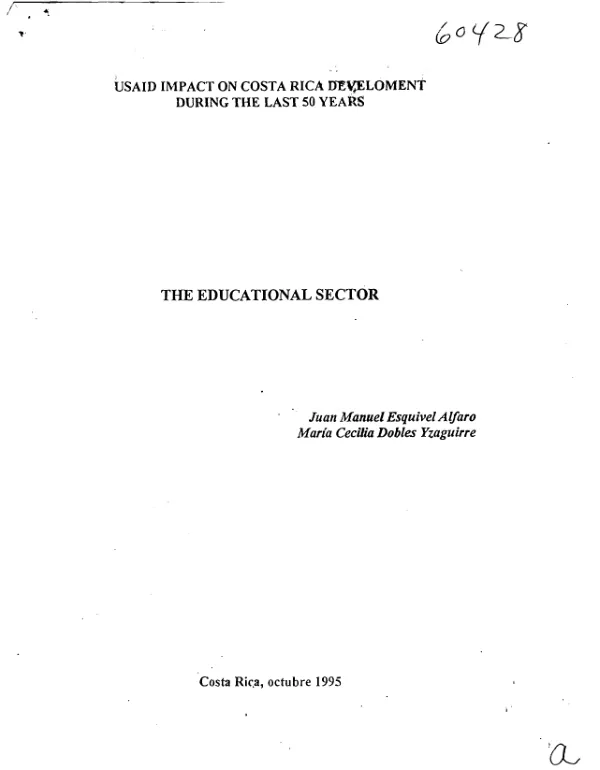 USAID impact on Costa Rica development during the last 50 years : the educational sector