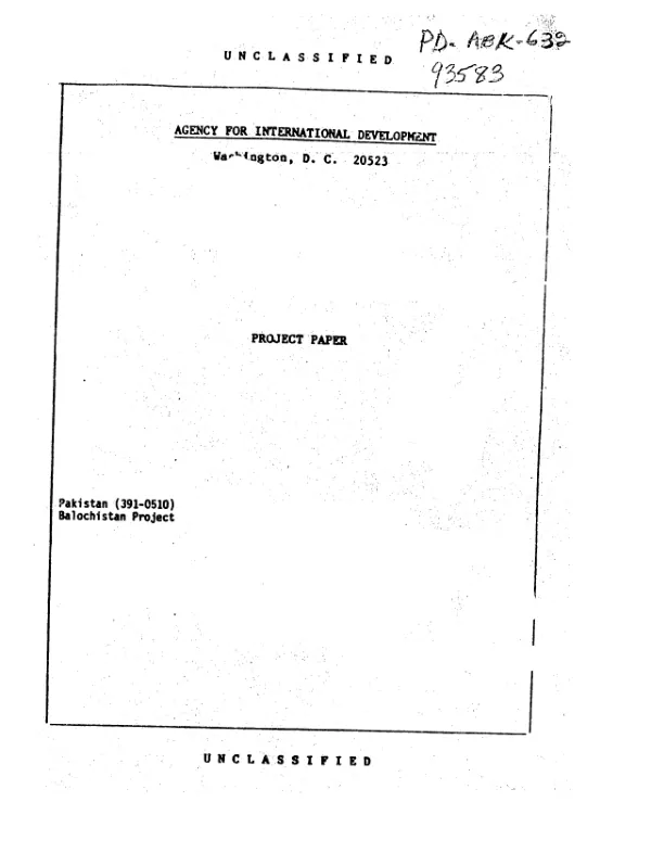 Balochistan road project : project paper