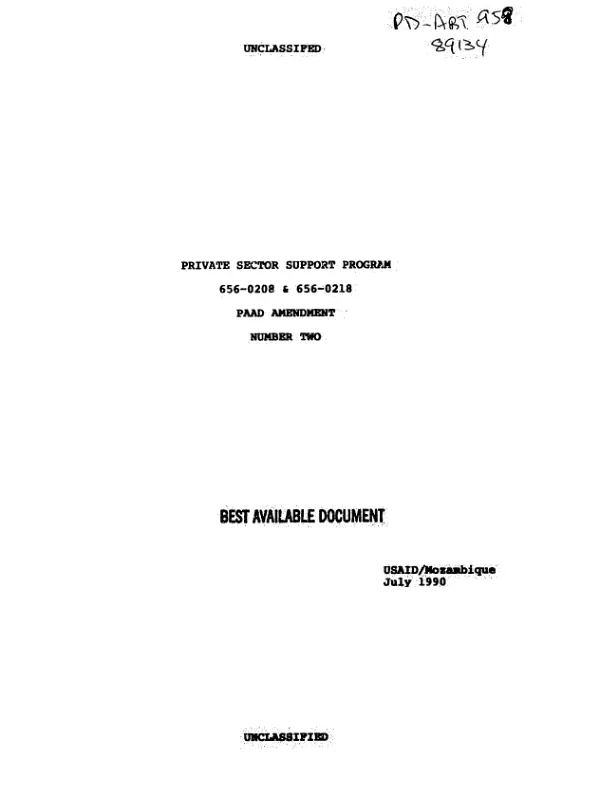 Private sector support program : PAAD amendment no. 2