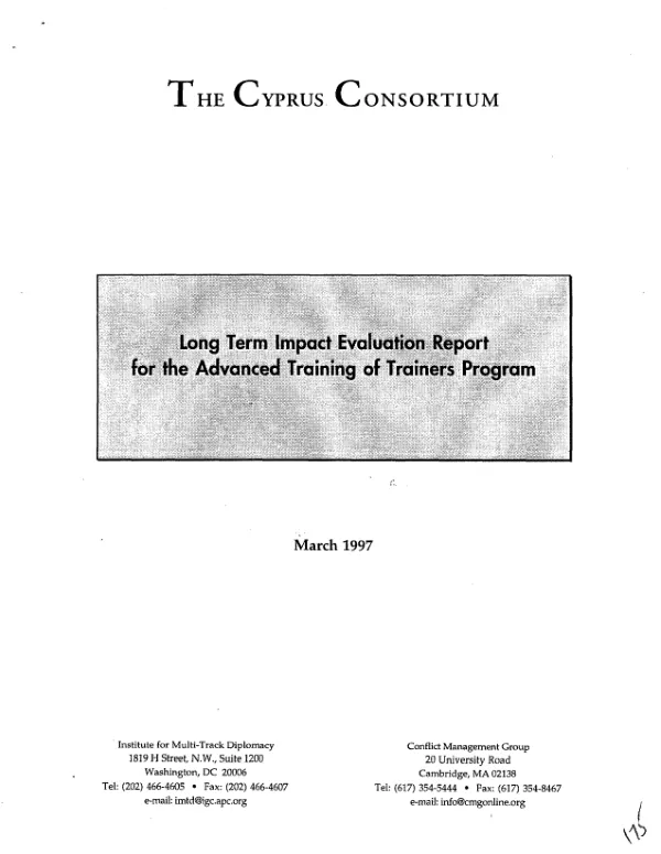 Long term impact evaluation report for the advanced training of trainers program