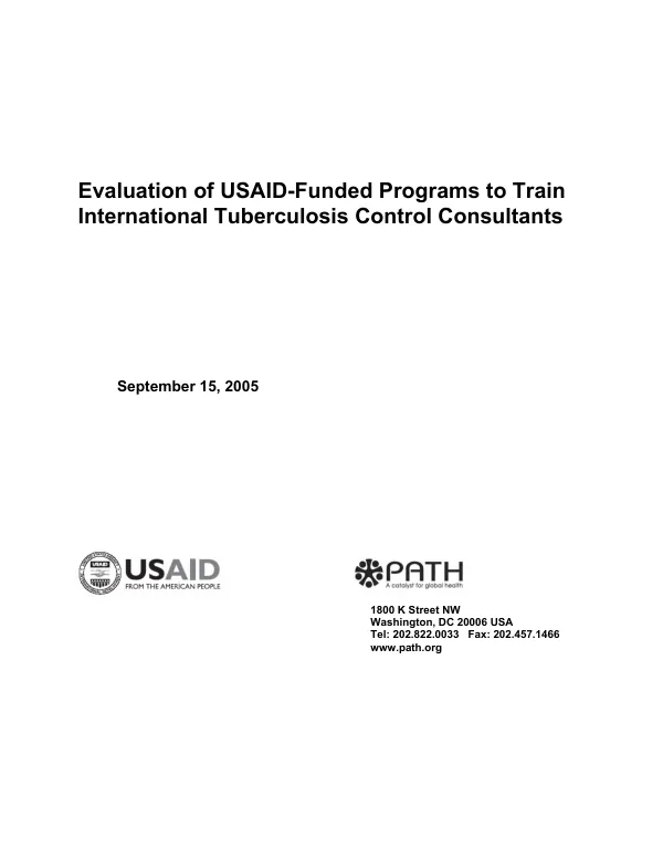 Evaluation of USAID-funded programs to train international tuberculosis control consultants