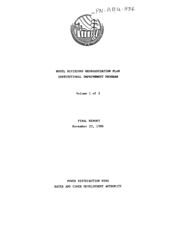 Model divisions reorganization plan : institutional improvement program -- final report, volumes 1-2