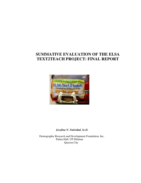 Summative evaluation of the ELSA text2teach project : final report