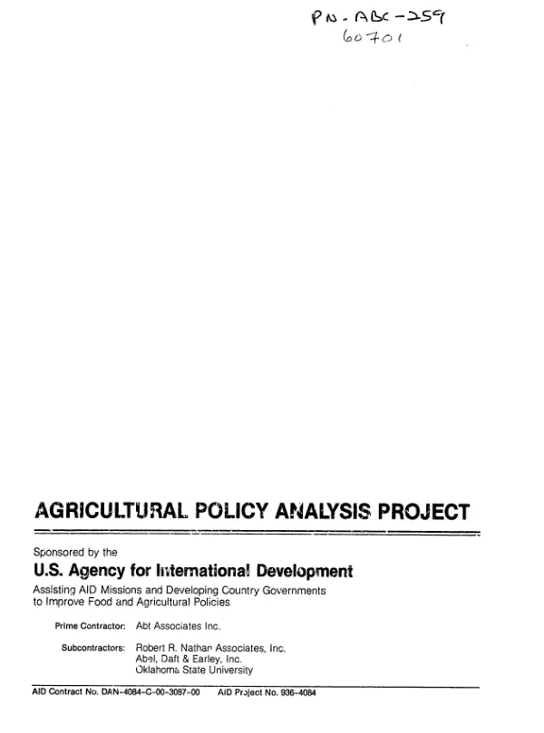 Priorities and possibilities in a difficult environment : support to policy analysis in Egypt