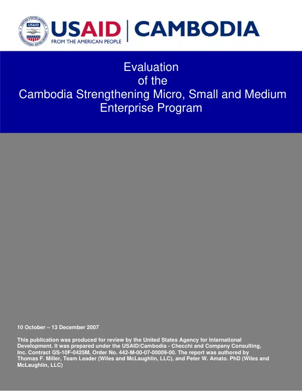 Evaluation of the Cambodia strengthening micro, small and medium enterprise program