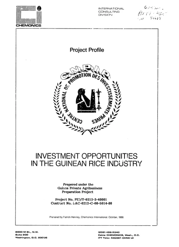 Investment opportunities in the Guinean rice industry