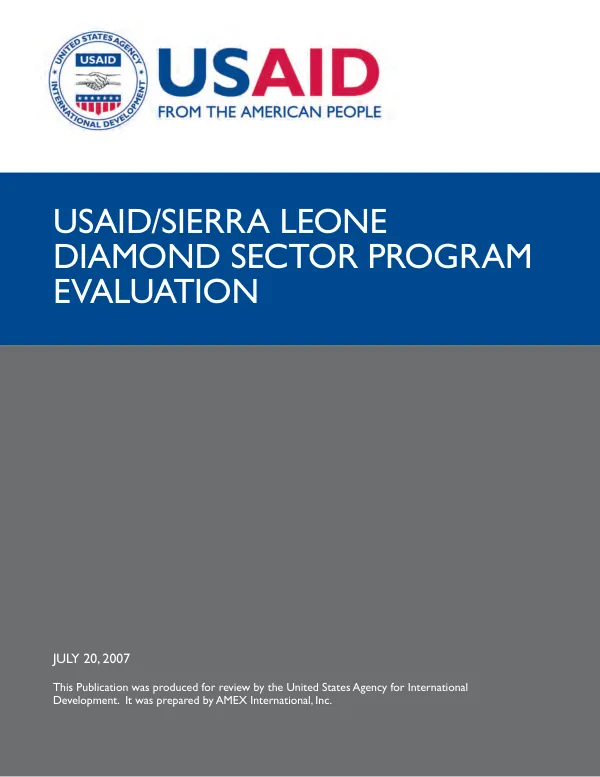 USAID/Sierra Leone diamond sector program evaluation