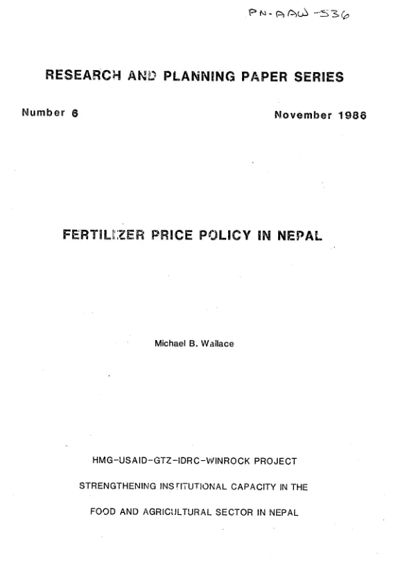 Fertilizer price policy in Nepal