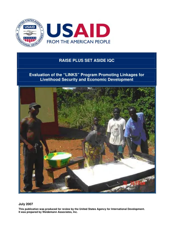 Evaluation of the 'LINKS' program promoting linkages for livelihood security and economic development : final report