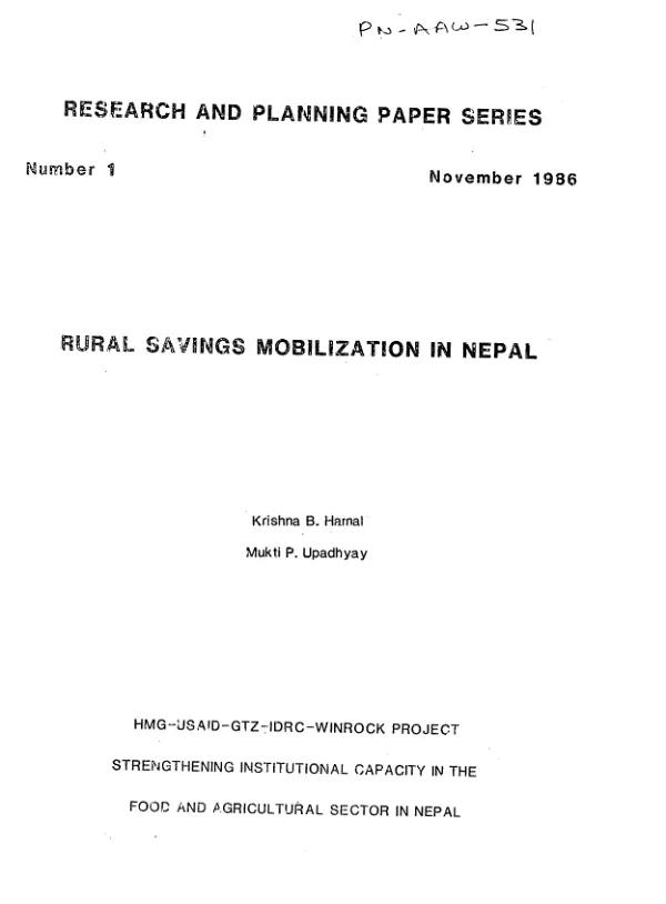 Rural savings mobilization in Nepal