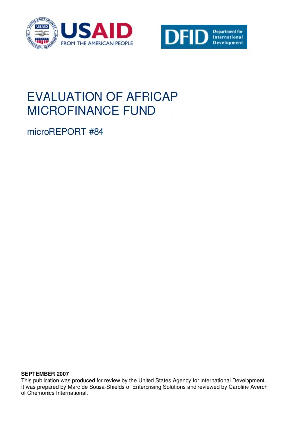 Evaluation of AfriCap microfinance fund
