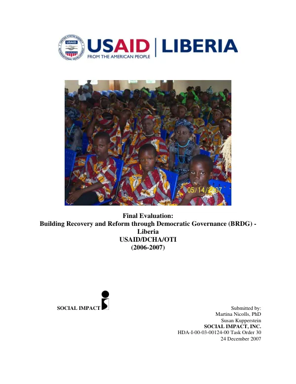 Final evaluation : building recovery and reform through democratic governance (BRDG)-Liberia