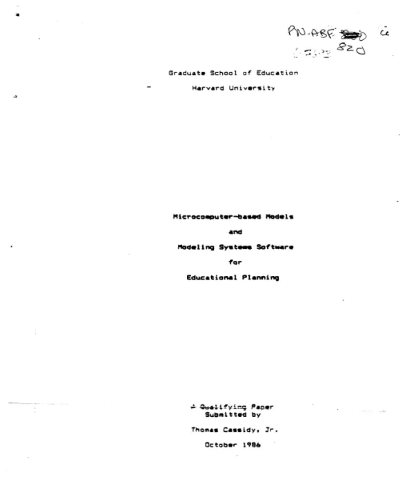 Microcomputer-based models and modeling systems software for educational planning