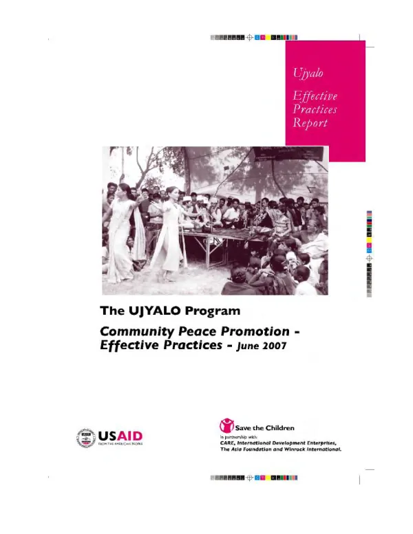 The UJYALO program : community peace promotion -- effective practices