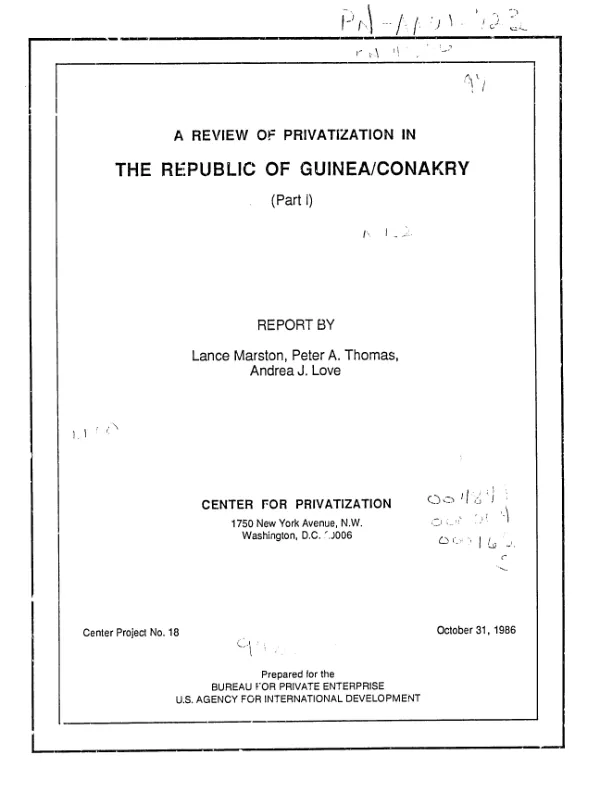 Review of privatization in the Republic of Guinea/Conakry