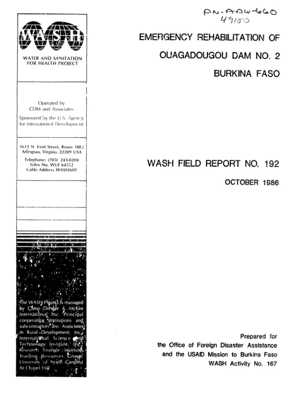 Emergency rehabilitation of Ouagadougou Dam no. 2, Burkina Faso