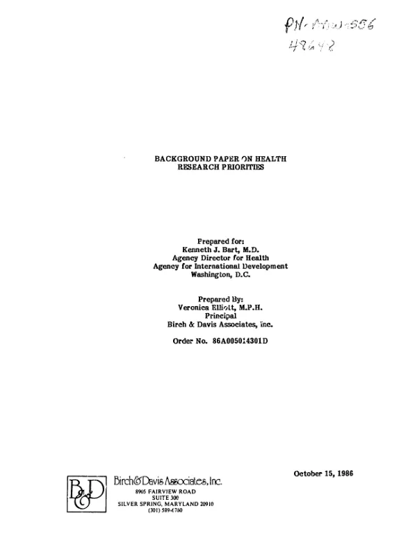 Background paper on health research priorities