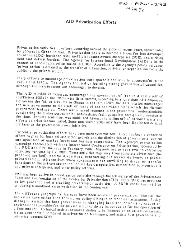 AID privatization efforts