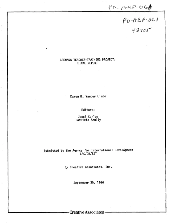 Grenada teacher-training project : final report