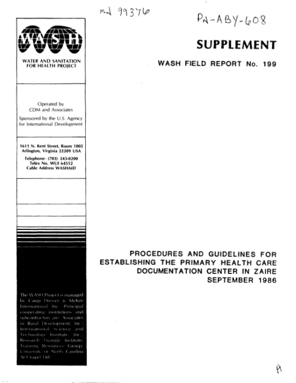 Establishing and organizing a primary health care documentation center in Zaire