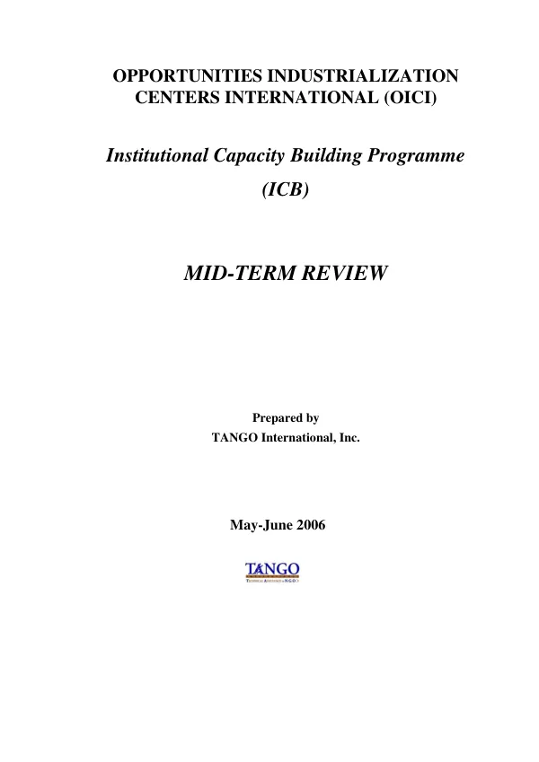 Opportunities Industrialization Centers International (OICI) : institutional capacity building programme (ICB) -- mid-term review