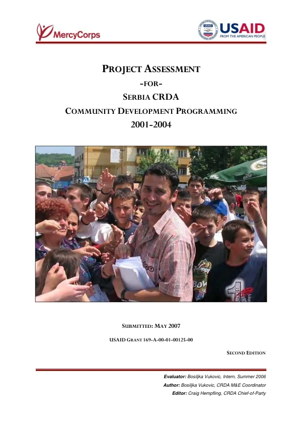 Project assessment for Serbia CRDA community developing programming 2001-2004