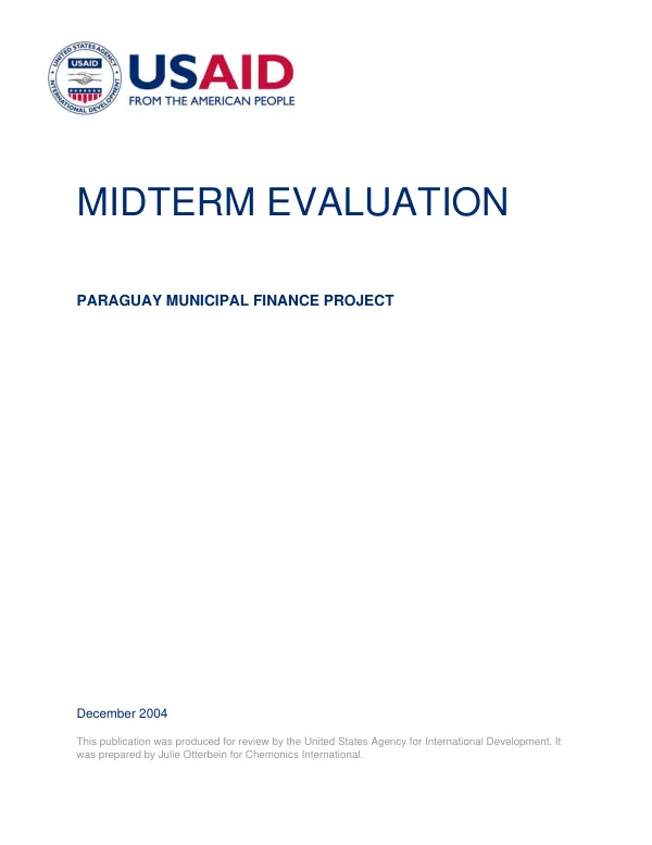 Midterm evaluation : Paraguay municipal finance project