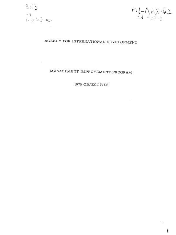 Management improvement program : 1975 objectives