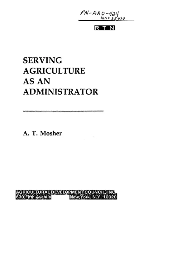 Serving agriculture as an administrator