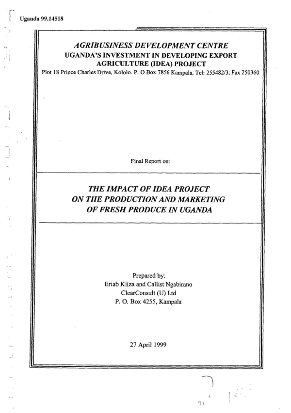 Final report on assessment of ADC/IDEA project on the production and marketing of fresh produce in Uganda